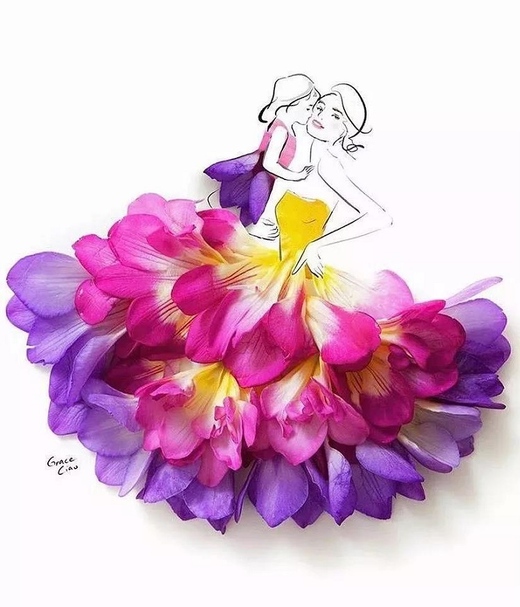 插画 | 好漂亮的花瓣时装秀