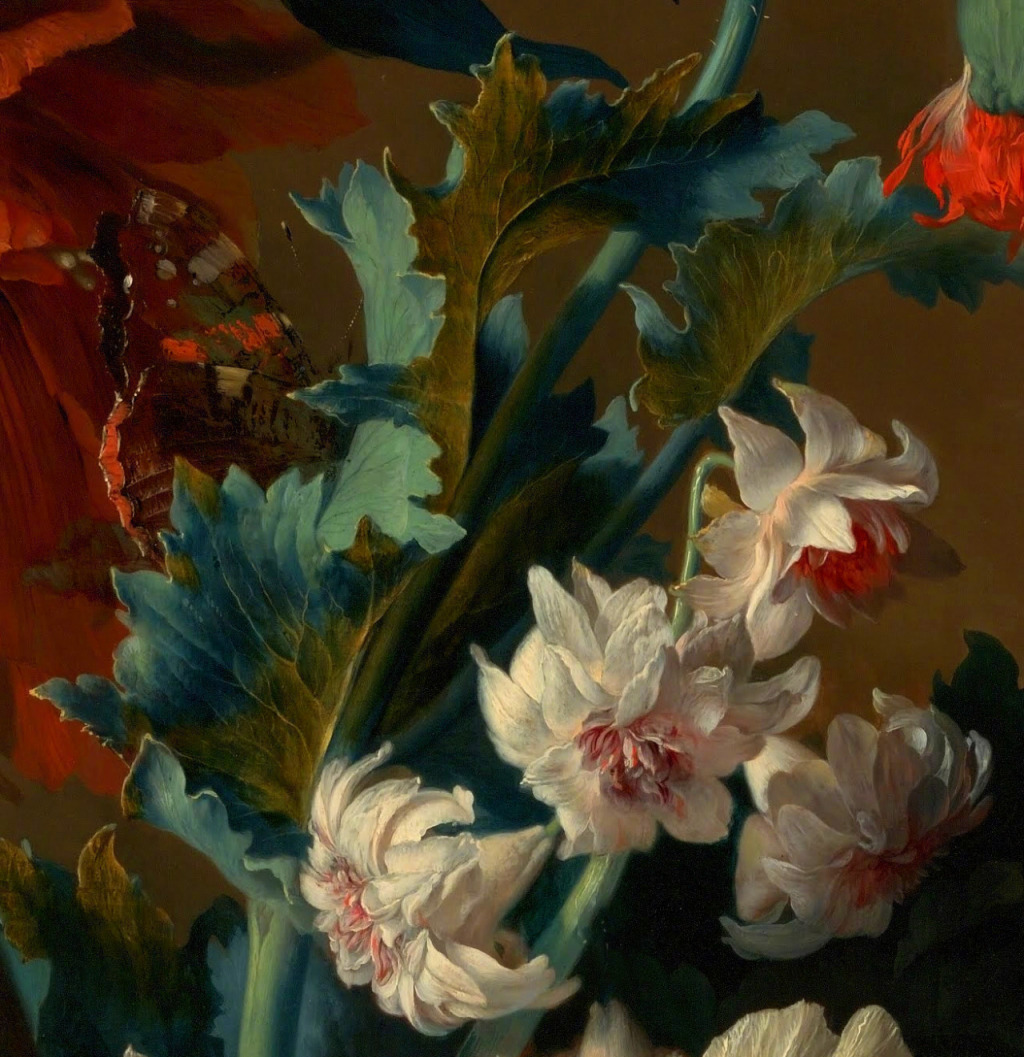 17世纪荷兰花绘大师Jan van Huysum油画作品的细节