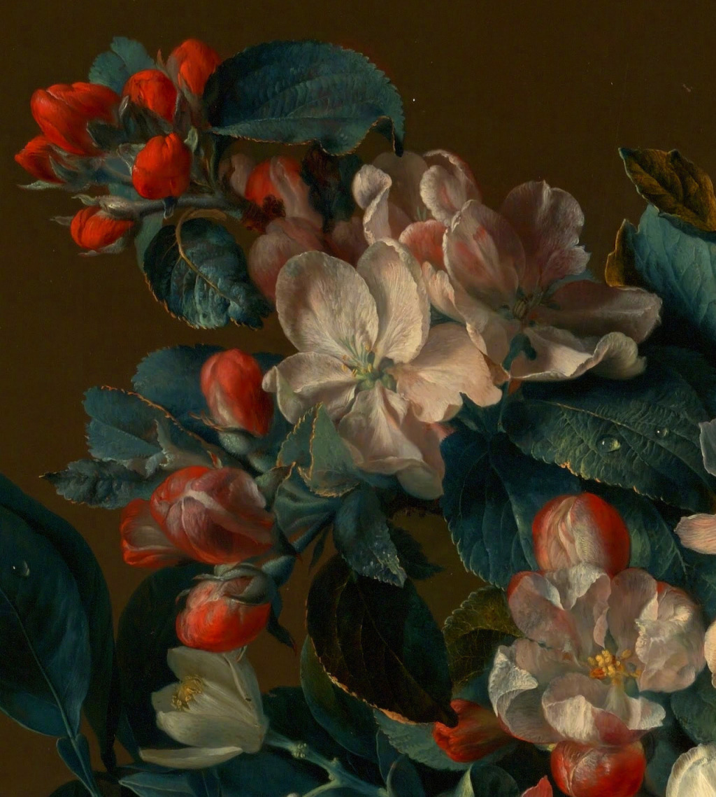 17世纪荷兰花绘大师Jan van Huysum油画作品的细节