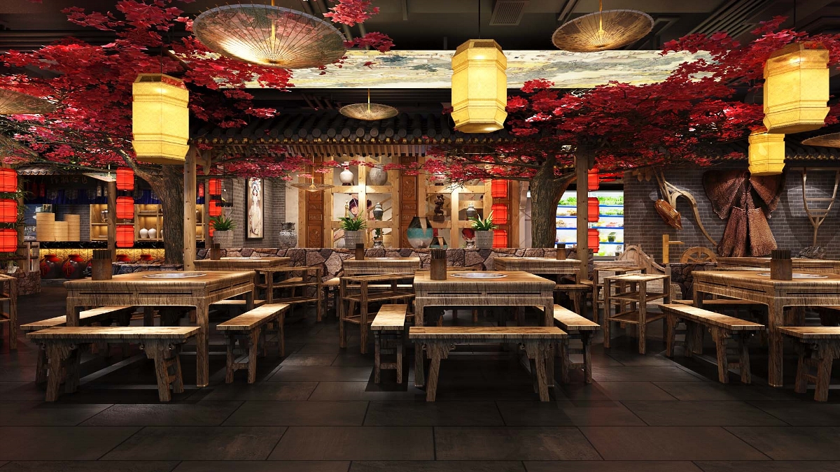 百味记中式主题火锅店-山西中式火锅店设计|山西主题火锅店设计|山西火锅店装修|山西太原主题火锅店设计公司