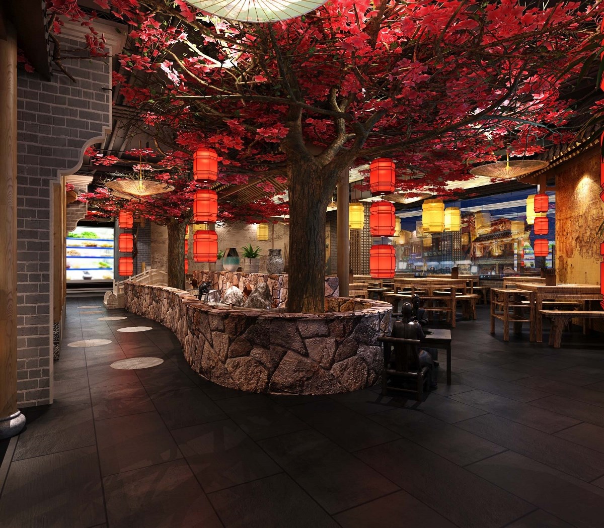 百味记中式主题火锅店-山西中式火锅店设计|山西主题火锅店设计|山西火锅店装修|山西太原主题火锅店设计公司