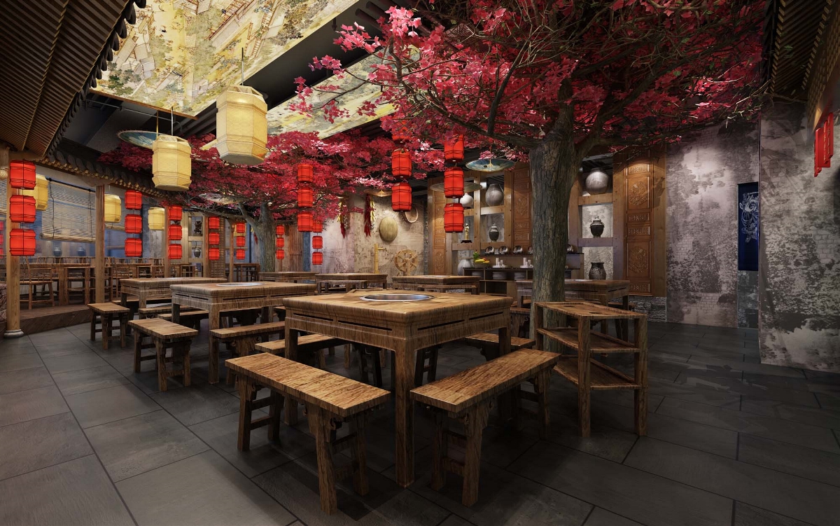 百味记中式主题火锅店-山西中式火锅店设计|山西主题火锅店设计|山西火锅店装修|山西太原主题火锅店设计公司
