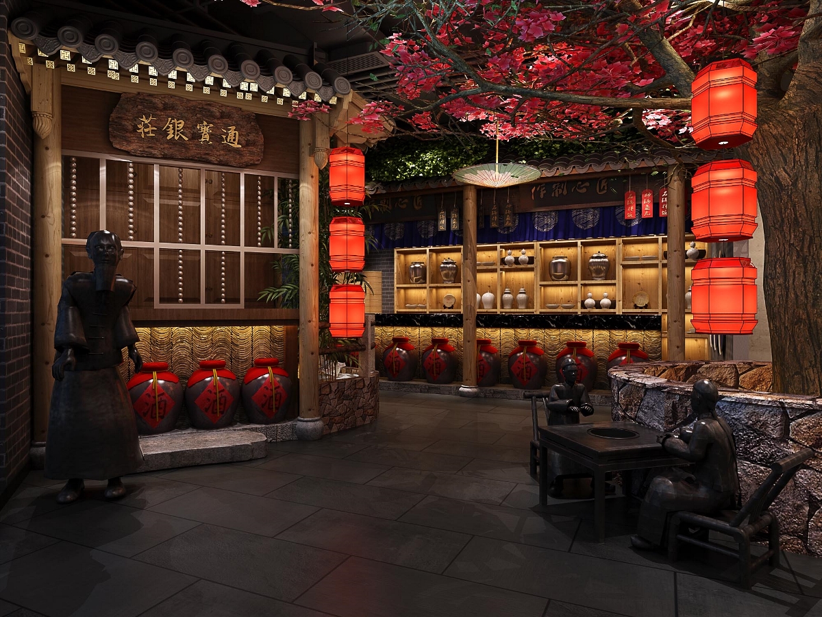 百味记中式主题火锅店-山西中式火锅店设计|山西主题火锅店设计|山西火锅店装修|山西太原主题火锅店设计公司