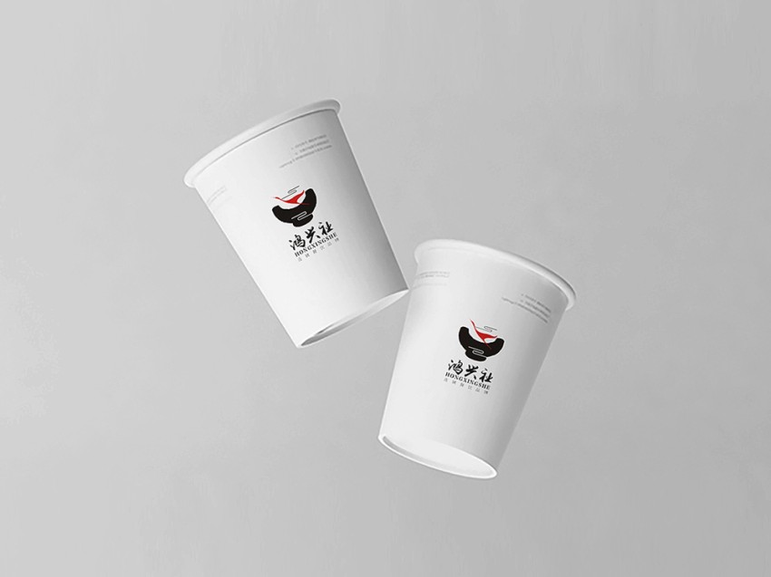 鸿兴社连销餐饮品牌标志设计