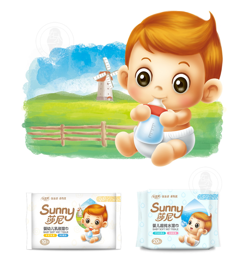 莎尼_婴儿湿巾包装设计_孕婴童产品包装设计-在水一方品牌策划