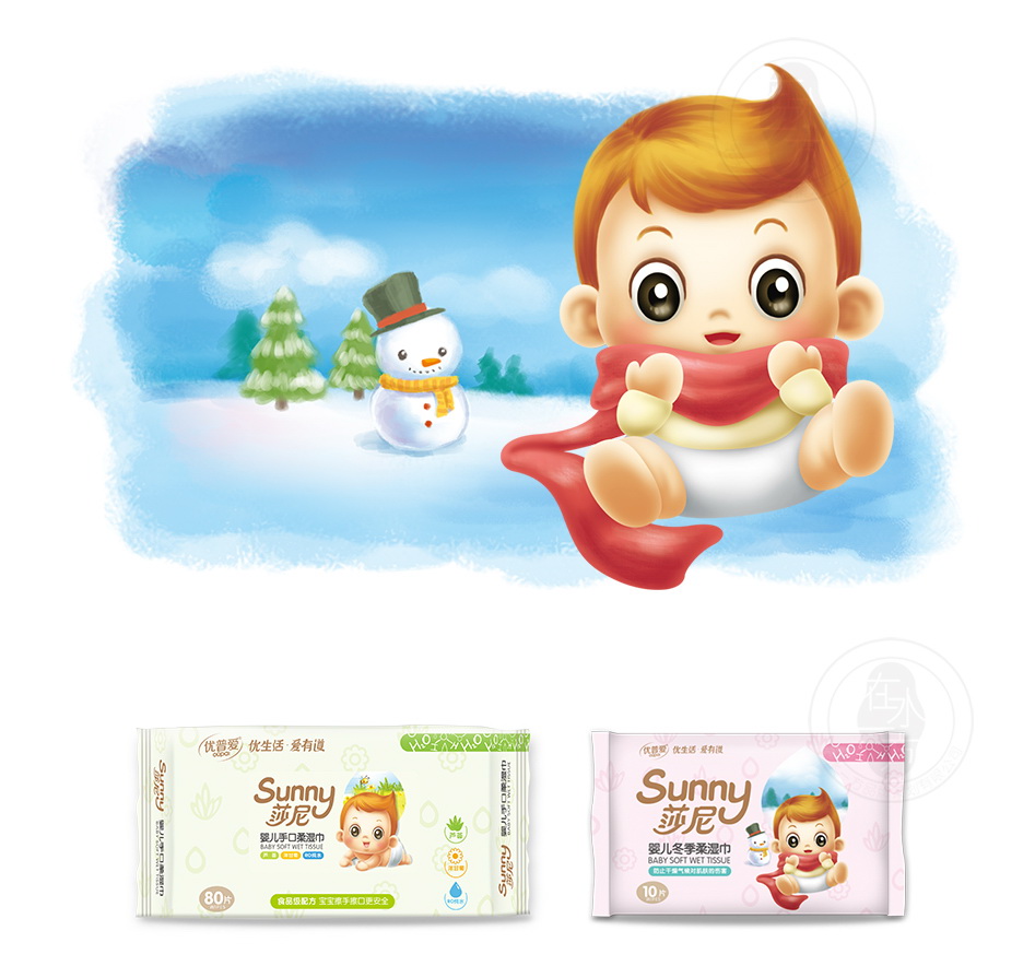 莎尼_婴儿湿巾包装设计_孕婴童产品包装设计-在水一方品牌策划
