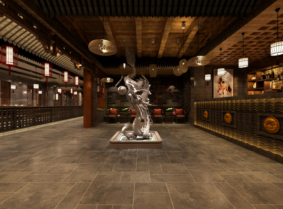 南京专业火锅店装修-庭院
