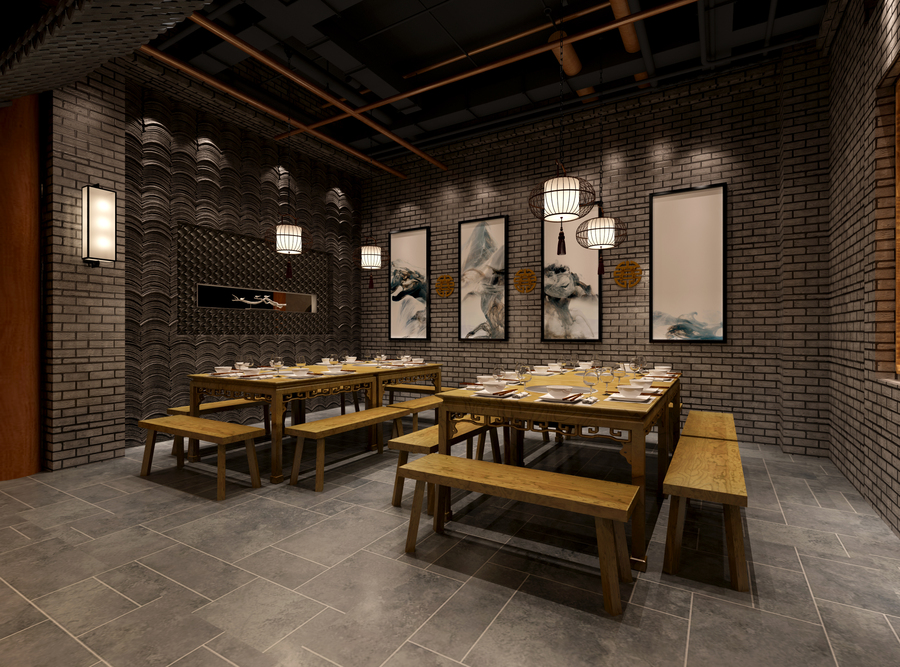 南京专业火锅店装修-庭院