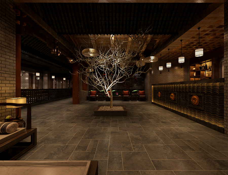 南京专业火锅店装修-庭院