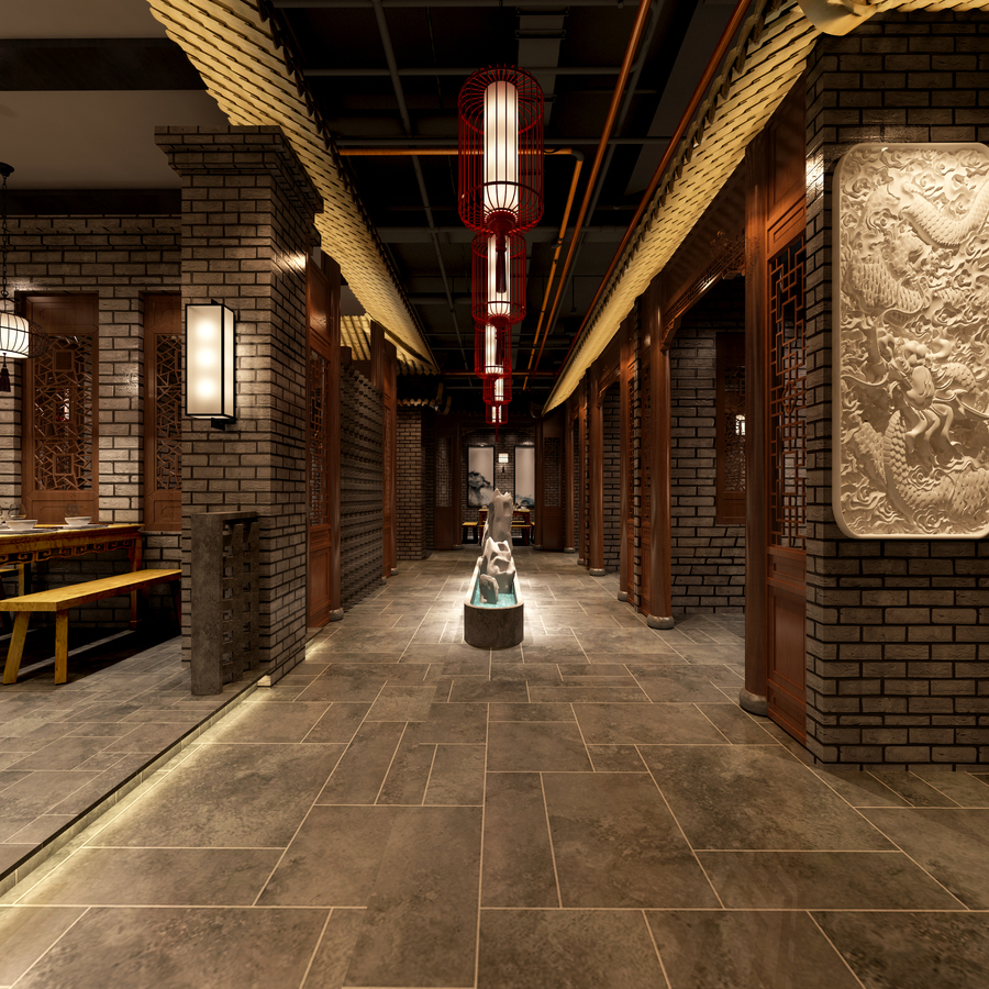 南京专业火锅店装修-庭院