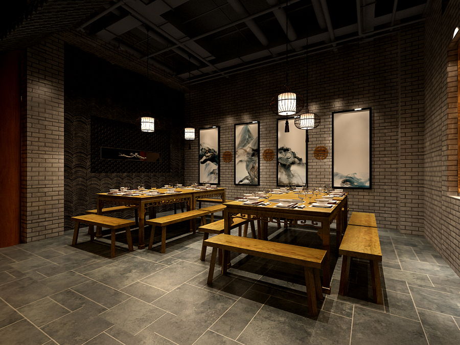 南京专业火锅店装修-庭院