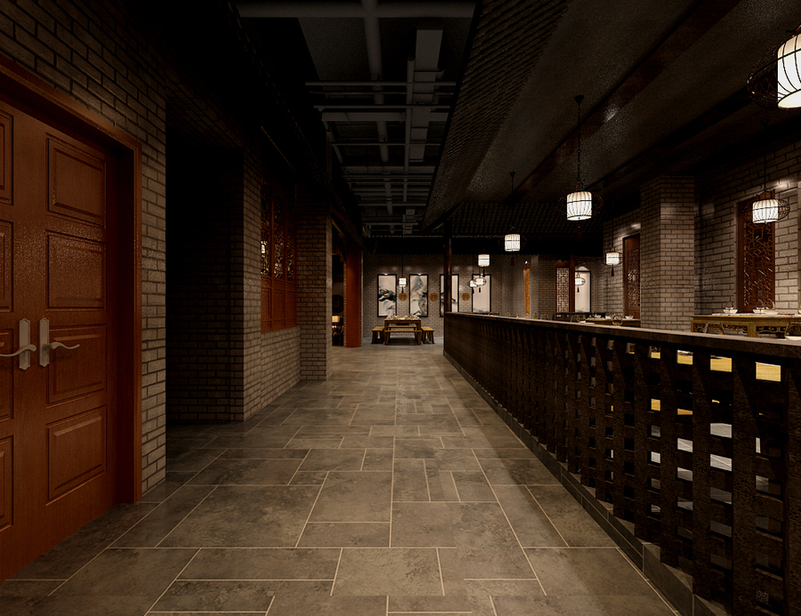 南京专业火锅店装修-庭院