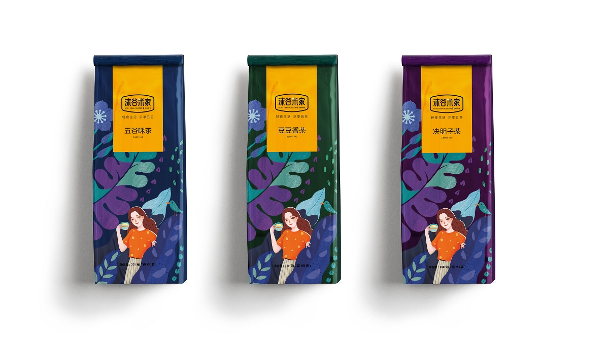 沫谷米家系列谷茶包装设计