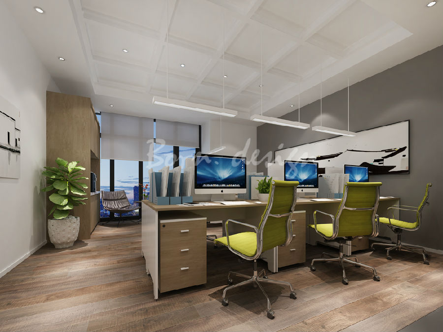 上海贸易公司现代新中式精致装修办公室设计方案
