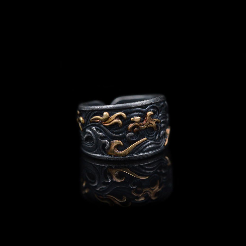 中国古法金工之美——金银错之云纹戒指