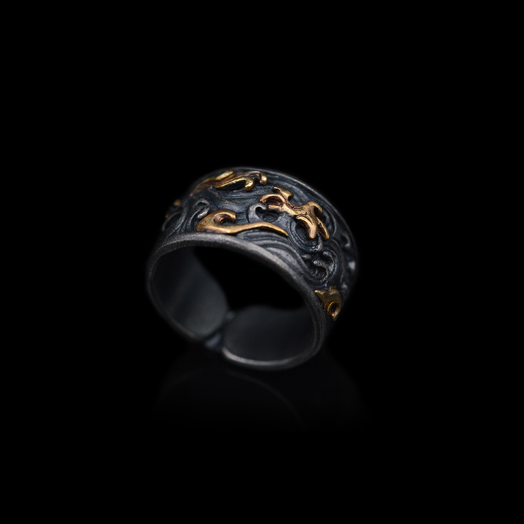 中国古法金工之美——金银错之云纹戒指