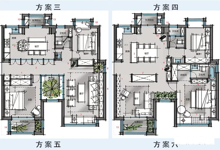 【免費分享】一個戶型多種平面方案丨家居,別墅,LOFT,躍層