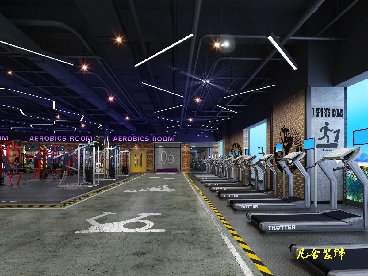 郑州健身房设计-800平方健身房设计装修效果图