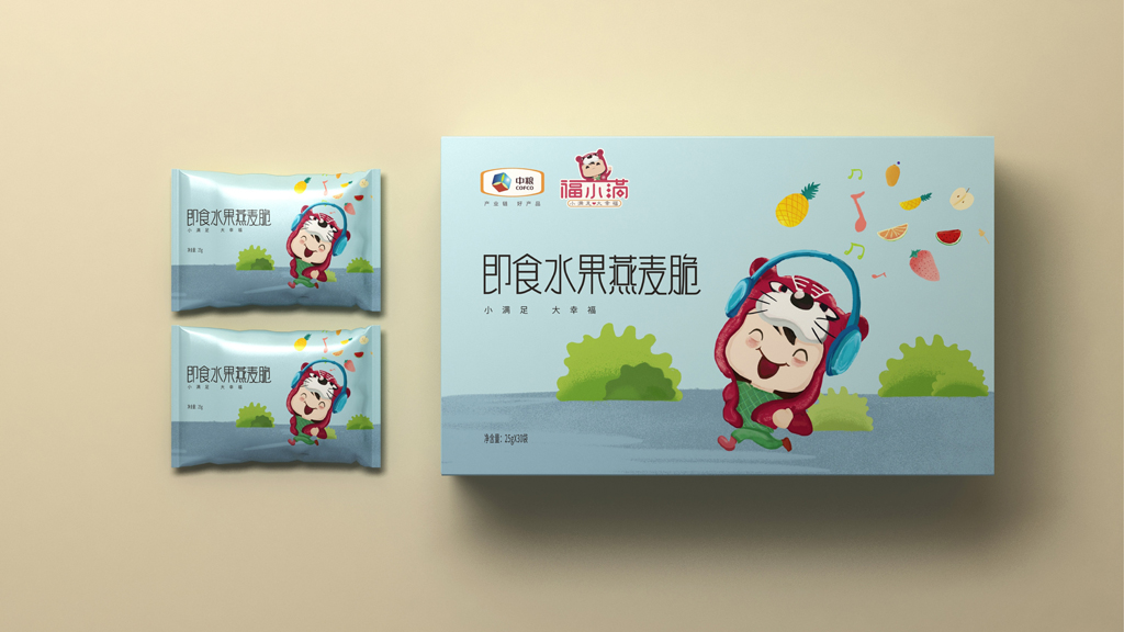 中粮福小满包装 即食水果燕麦脆包装 休闲食品包装设计