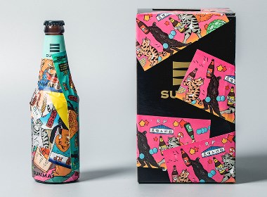 “屋頂上的貓”啤酒插画包装/标贴设计