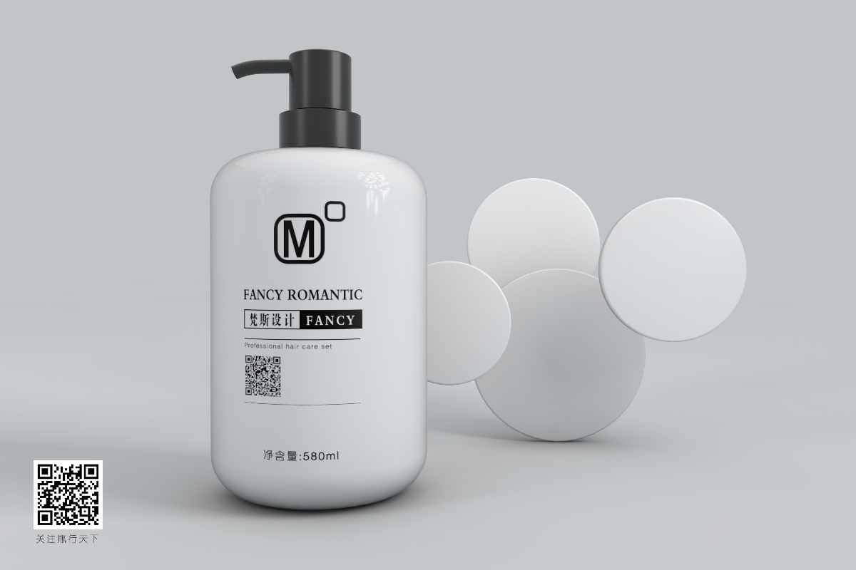黑白圆瓶 C4D设计 洗发水 沐浴露 瓶子设计 梵斯设计