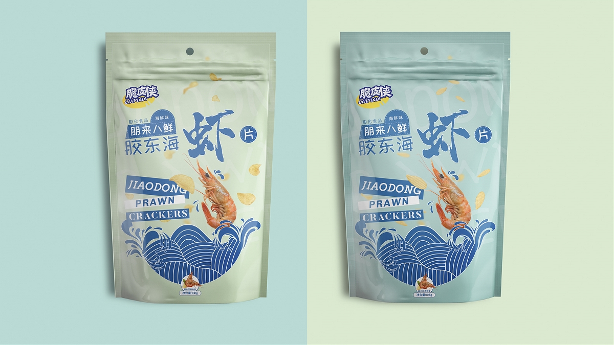 洛尚设计 | “脆皮侠”胶东湾海虾片薯片包装升级设计