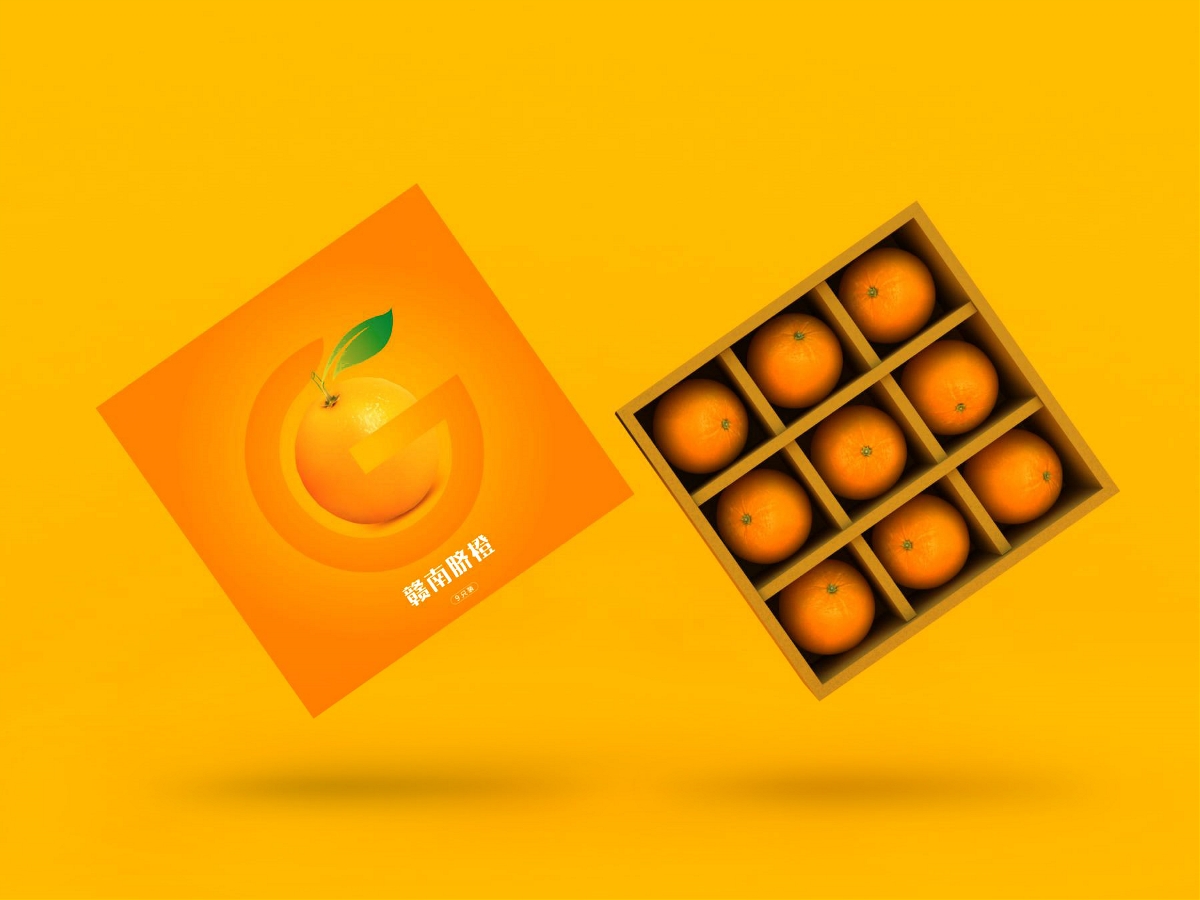赣南脐橙与标志结合的包装设计