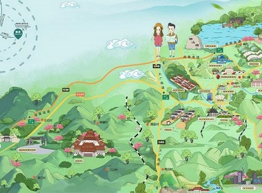江西省上高县手绘地图导览图