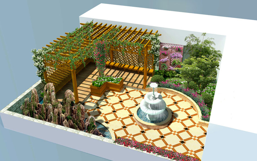露台花园景观设计案例效果图