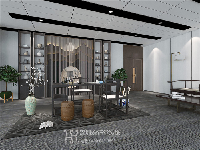  河南光大路桥工程公司大气办公室装修方案效果图-郑州宏钰堂办公室装修公司