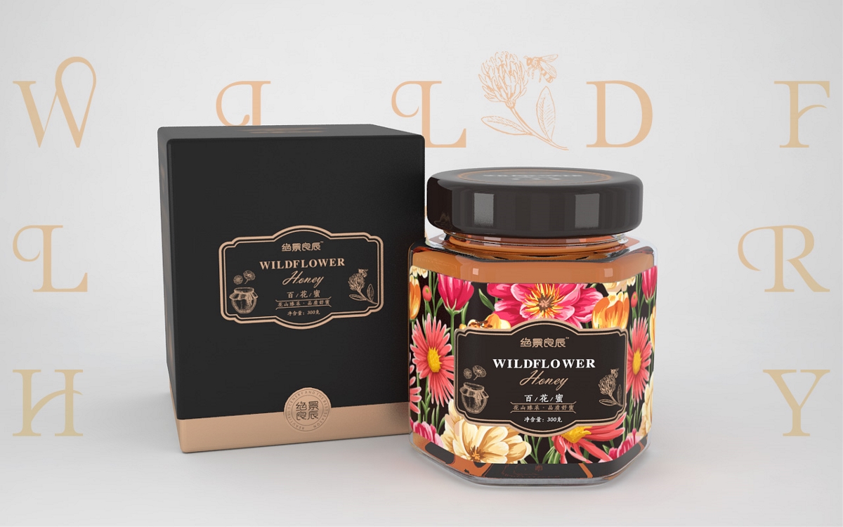 蜂蜜包装设计 蜂蜜品牌设计 蜂蜜瓶标设计 | 刘益铭 原创作品