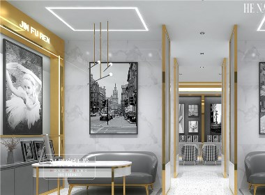 郑州专业婚纱影楼装修公司宏钰堂案例-郑州金夫人轻奢风影楼装修效果图