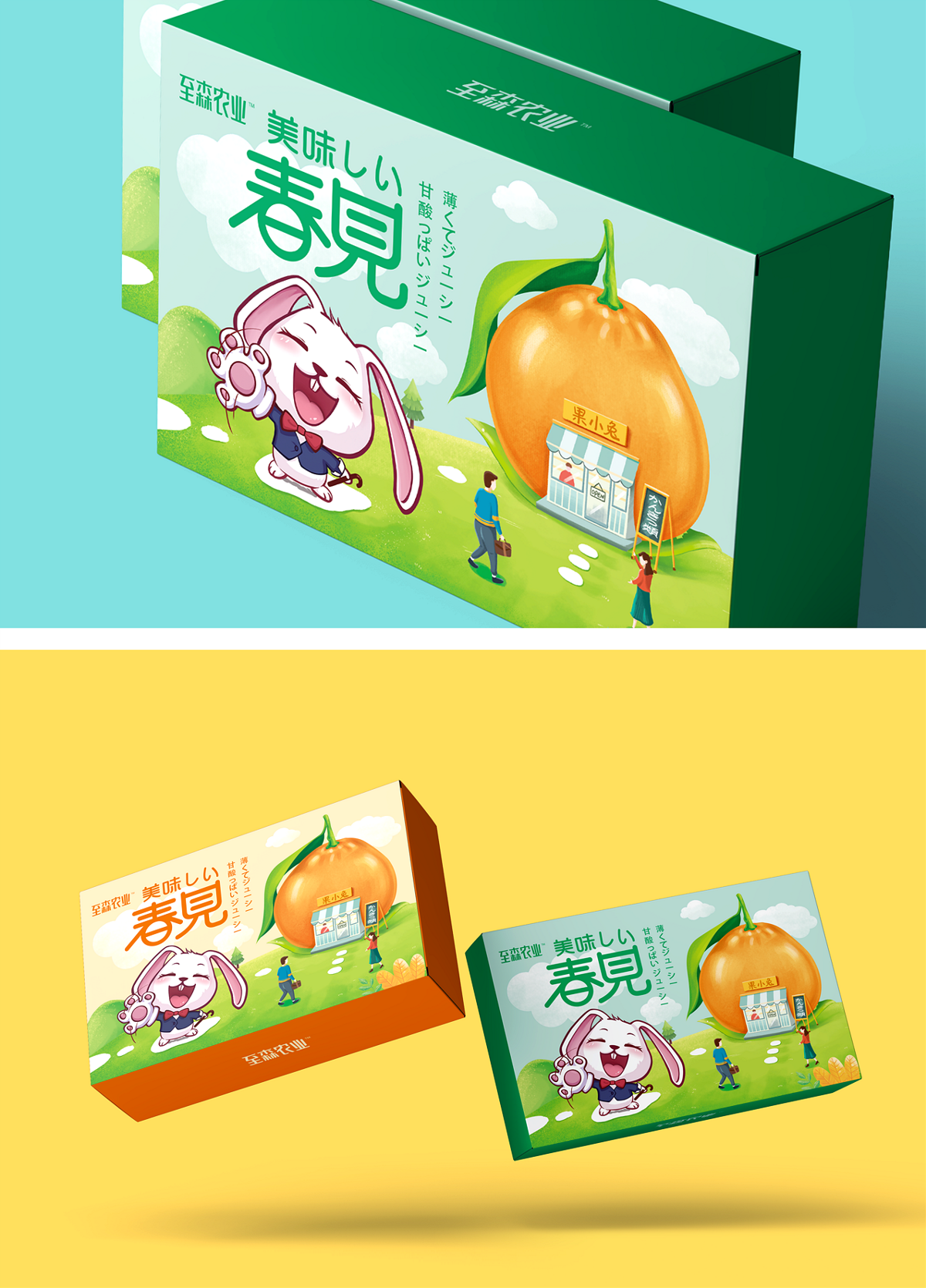 善行研創一至森農業春見柑橘插畫包裝設計
