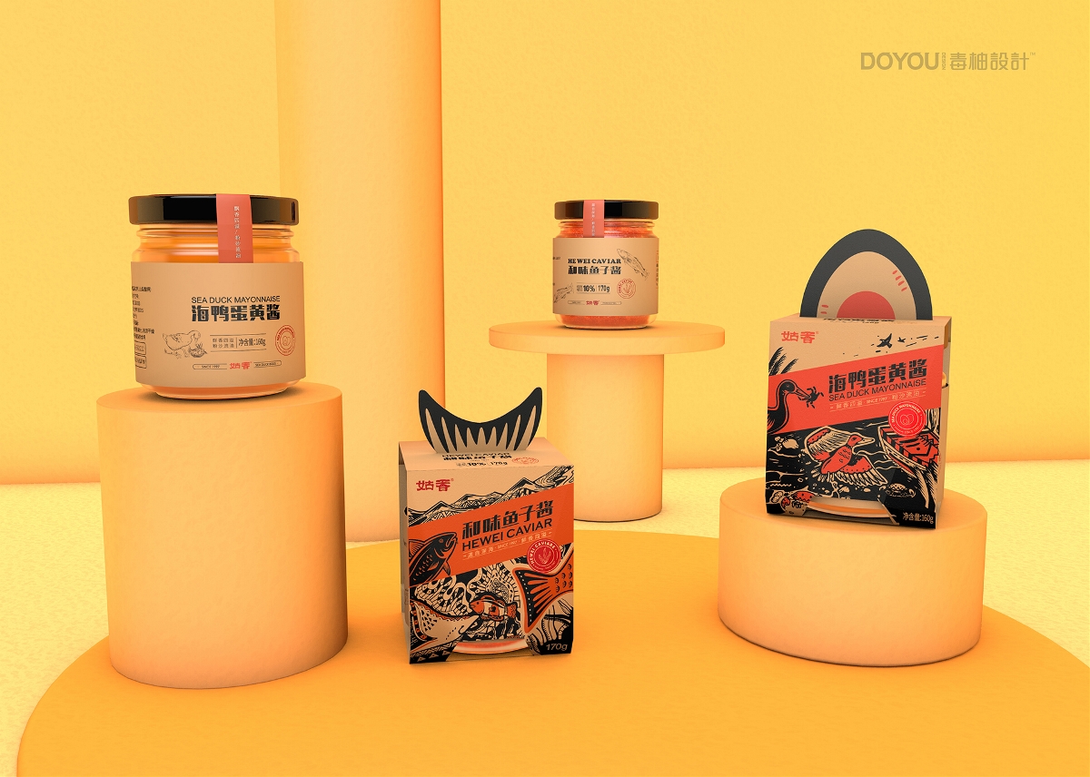姑香鱼子酱包装设计、蛋黄酱包装设计by-毒柚