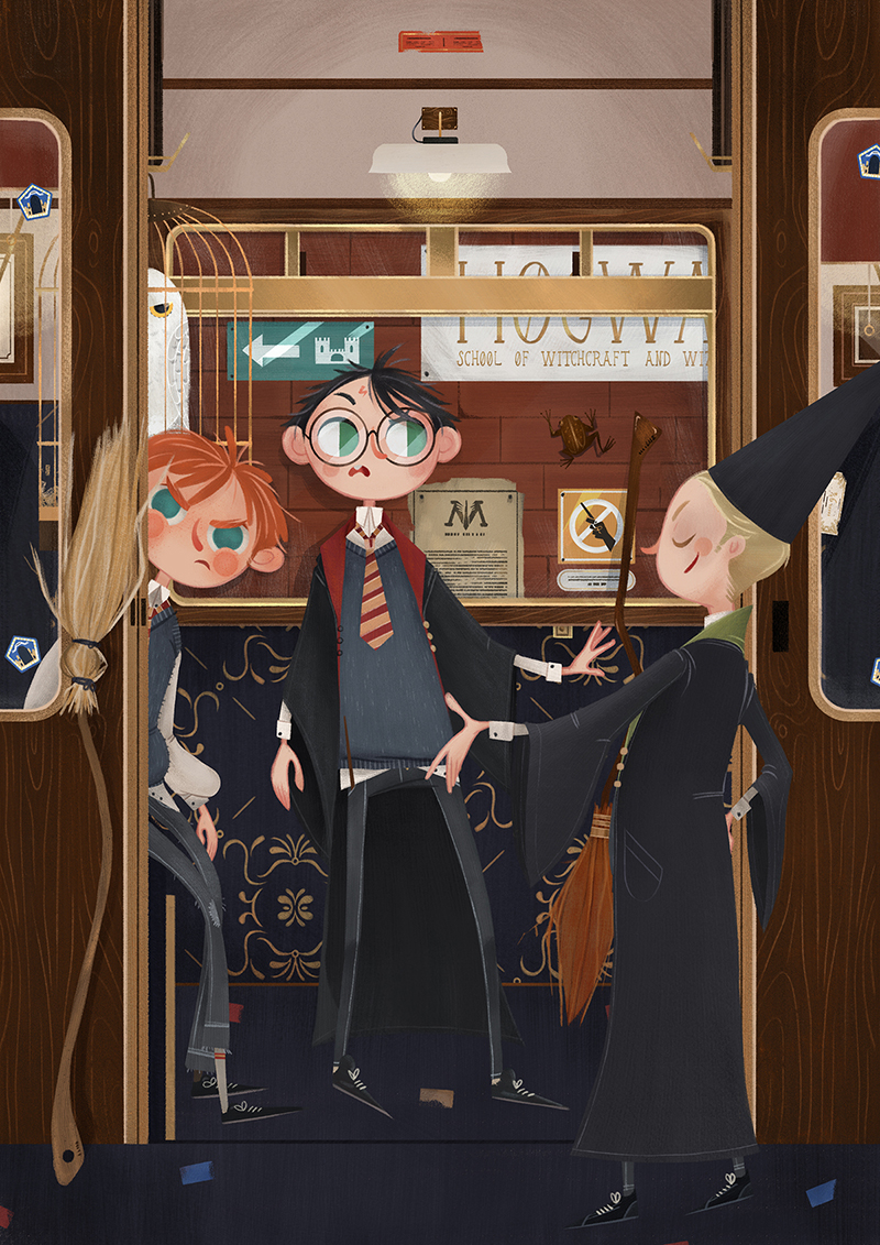 "哈利波特的公文包"创意插画设计