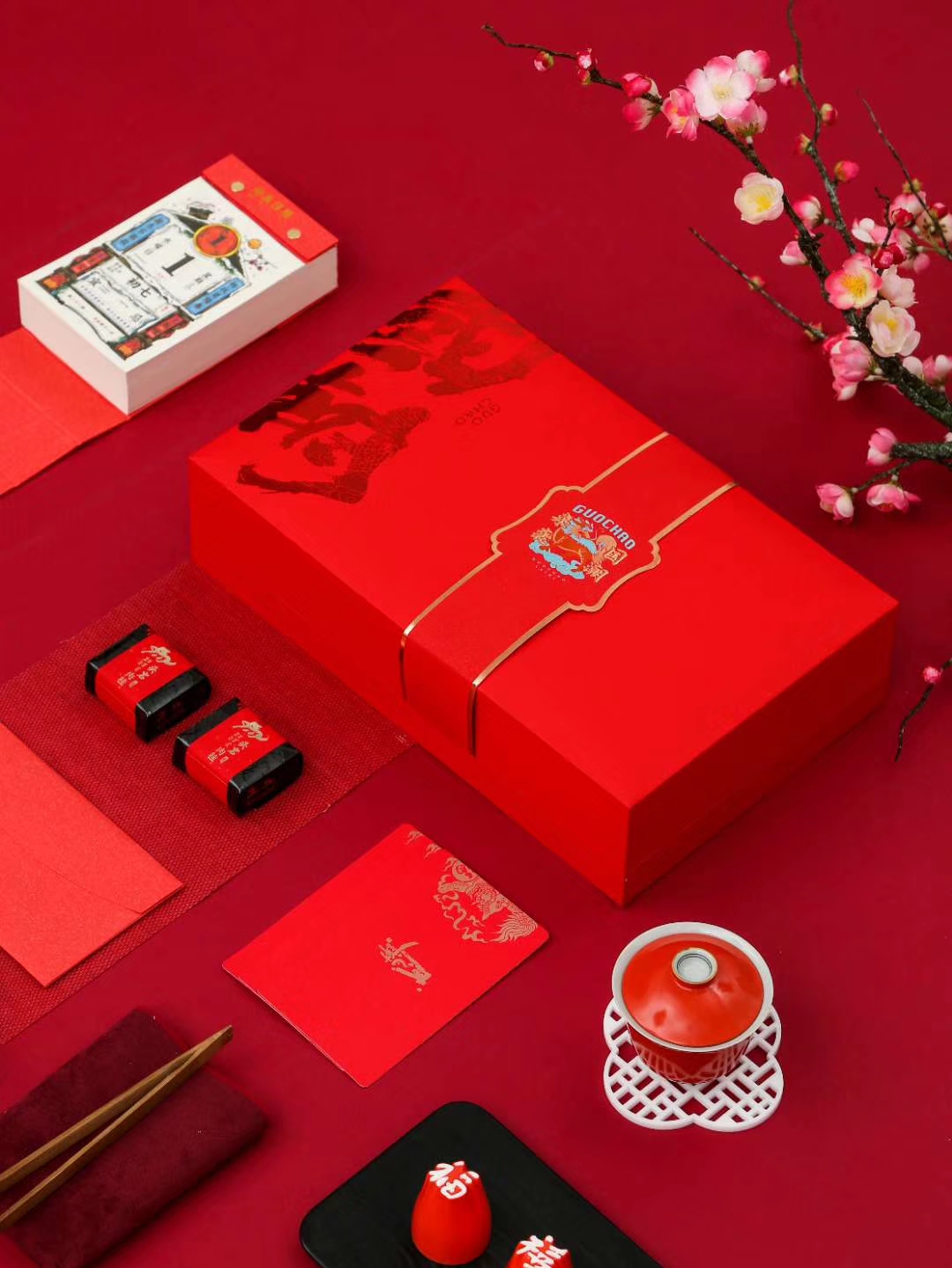 国潮设计普洱茶茶饼包装礼盒配茶针设计
