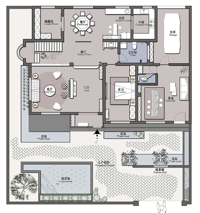 鄭州530平新中式自建別墅，客廳+餐廳布局通透有格調(diào)