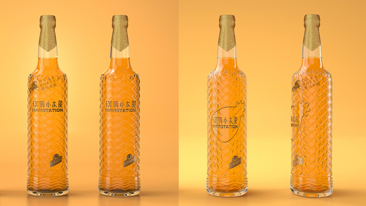 碳酸汽水饮料瓶设计:玻璃汽水瓶产品设计【黑马奔腾设计出品】