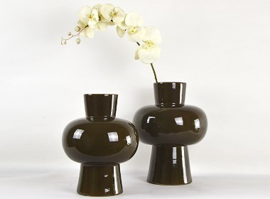 简约现代北欧大陶瓷花瓶棕色美式样板间别墅桌面轻奢软装饰品摆件