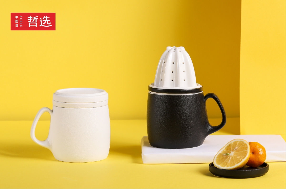 【 中国白·哲选 】柠檬&茶 榨汁泡茶两用 陶瓷马克杯