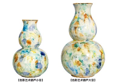 现代欧美式新中式色彩艺术陶瓷花瓶葫芦样板间客厅大号装饰品摆件
