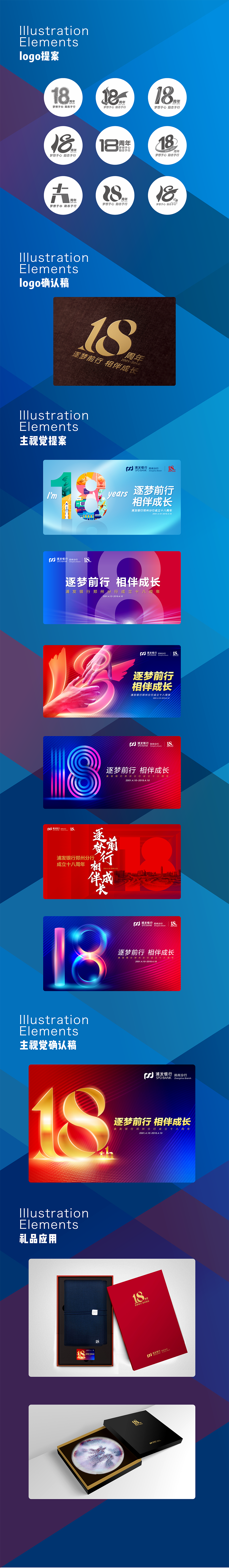 浦发银行郑州分行成立18周年logo及主视觉