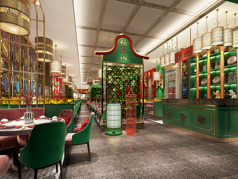 深圳广式点心茶楼悦得闲餐厅店面设计空间设计全案设计-品深餐饮设计