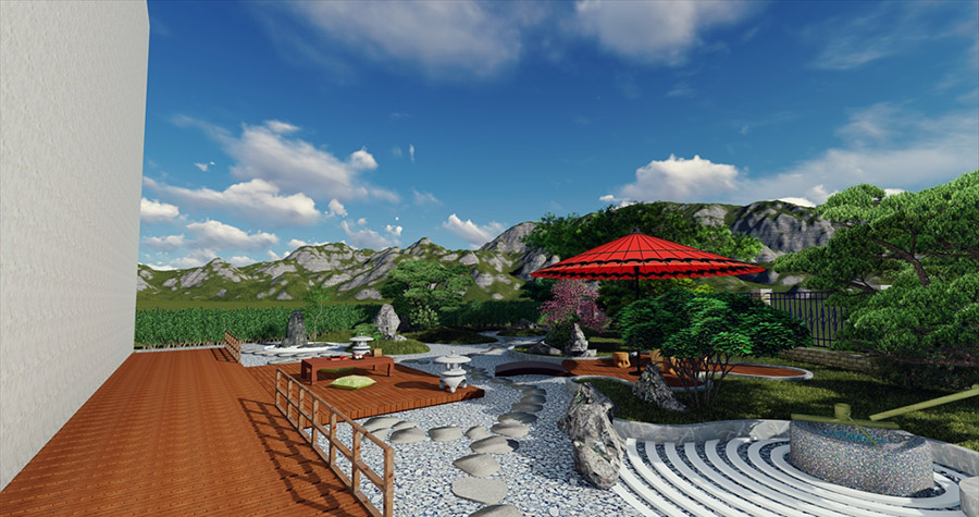 日式风格庭院设计案例效果图