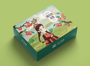 苹果梨子插画包装设计