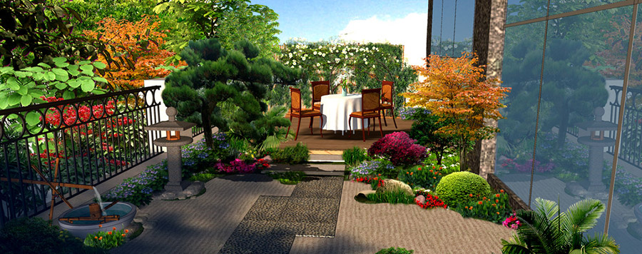 日式风格庭院设计案例效果图