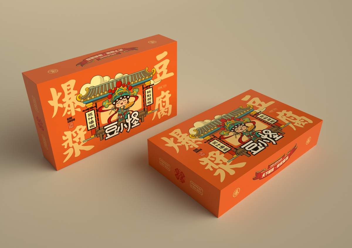 豆小怪爆浆小豆腐包装盒设计