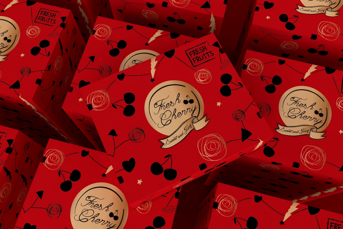 樱桃车厘子包装盒水果通用包装盒超市食品节日礼盒唯美
