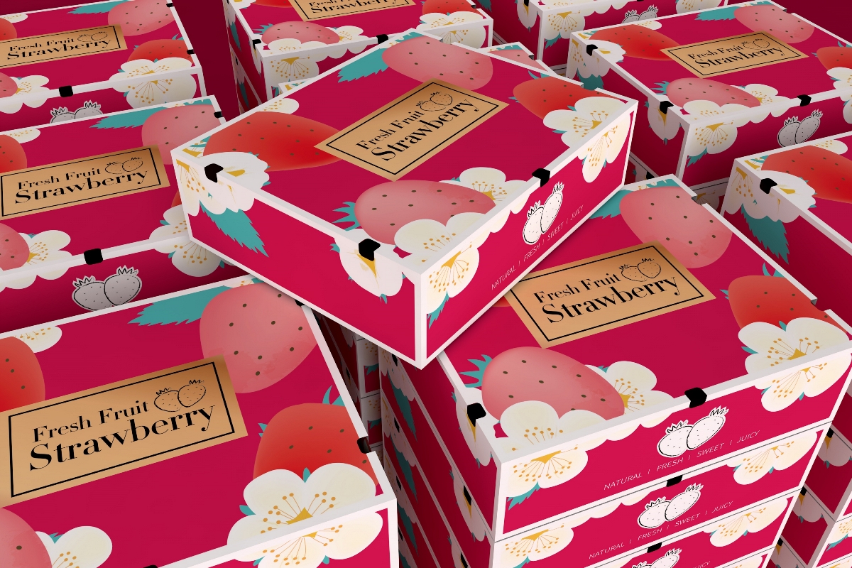草莓包装盒、水果通用包装盒、超市食品节日礼盒、唯美