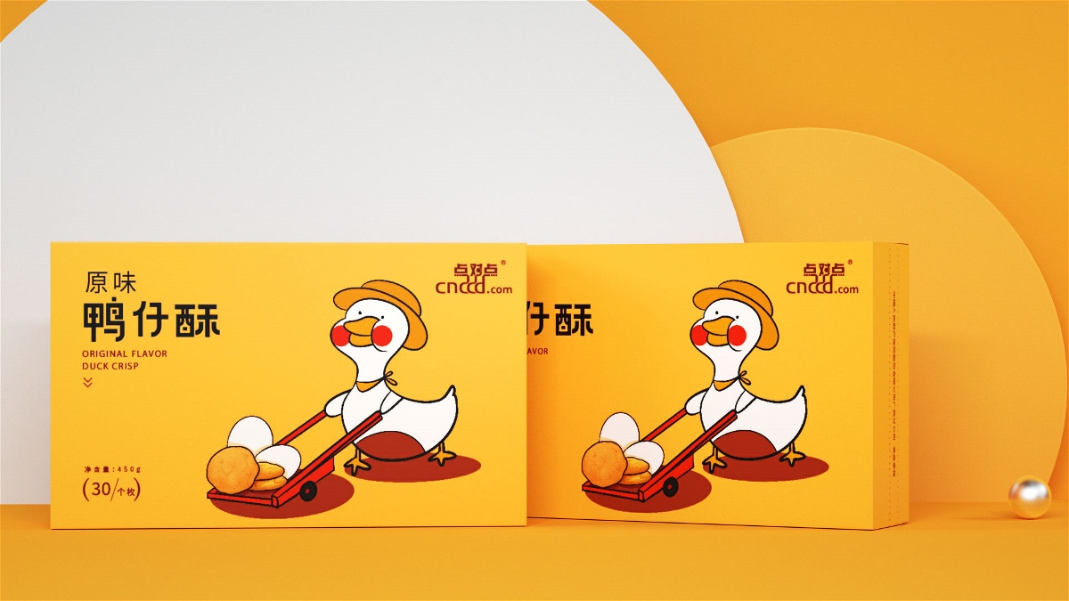 象形字设计|鸭仔酥食品包装插画